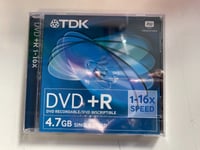 TDK DVD+R 4.7GB 16x Speed 120min blank DVD Discs Jewel Case X 1 SEALED