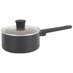 Salter BW12877EU7 Ceramic 16 cm Saucepan - Recycled Aluminium Body, Healthy PFOA & PFAS-Free Non-Stick Coating, Induction Suitable, Easy Clean, Soft Touch Stay Cool Handle, Cooking Pot with Glass Lid