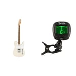 Squier by Fender Affinity Series Telecaster, Electric Guitar, Indian Laurel fingerboard, Olympic White & FT-1 Pro Clip-On Tuner, For Electric, Acoustic & Bass Guitars & Ukuleles, Black
