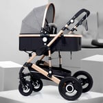 MRWW Portable Travel System Infant Carriage, Foldable Baby Stroller 3 In 1 Pram, With Shock-Resistant Pushchair, for Newborn and Toddler Anti-shock High View Carriage