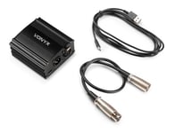 Vonyx VDX10 universell phantomströmadapter 48 volt - USB-C - balanserad XLR-ingång och -utgång - svart, VDX10 PHANTOM POWER SUPPLY