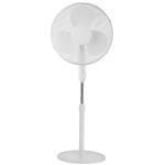 Clas Ohlson Pedestal Fan 15 inch, 3 Speeds, Adjustable Height, Tiltable Head and Oscillating for Home or Office - Height 108-131 cm