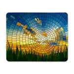 Sunset in Blue Sky in Grass Stained Glass Window Rectangle Non-Slip Rubber Laptop Mousepad Mouse Pads/Mouse Mats Case Cover for Office Home Woman Man Employee Boss Work