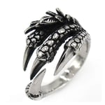 Feinny Celtic Dragon Claw Stainless Steel Viking Ring, Eagle Crow Sharp Raptor Claws Personality Raven Animal Rune Amulet Jewelry, Party Prom Hip Hop Punk Rings Gift, 7 To 12 Size,10