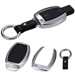 WANGLEISCC for Mercedes benz CLS CLA GL R SLK AMG A B C S, Aluminum alloy leather case class remote mount accessories-silver
