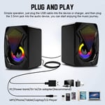 USB Wired LED PC Speakers Surround Sound System Gaming Bass for Desktop Computer