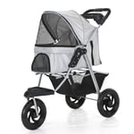 YGWL Pet Stroller,Foldable Dog Stroller,with Storage Basket Three Wheels,Mattress Included,for Cats and Dogs Up to 20KG,Gray