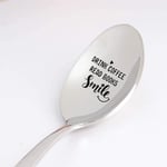Drink Coffee Read Books Engraved Spoon Gift | Coffee Lover Gift for Him Her | Book Lover Gift, Reader Gift for Teen Boy Girl | Graduation Gift Stainless Steel Gift - 7 Inch