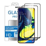NOVAGO Compatible avec Samsung Galaxy A71,A71 5G,A80 et A90 (6.7'') -Pack de 2 Films en Verre trempé Ultra résistant Anti Choc et Anti Explosion d'écran (Noir Complet)