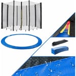Coussin de Protection pour Trampoline + Filet 460 cm Filet pour 8 tiges - bleu - Arebos