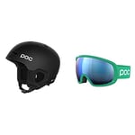 POC Unisex – Adult's Fornix MIPS Ski Helmet, Uranium Black matt, M-L (54-59cm) + Fovea Clarity Comp - Fluorescent Orange/Spektris Blue, One Size