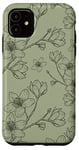 Coque pour iPhone 11 Fleurs de cerisier Boho Blossom sur vert sauge