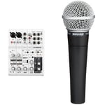Yamaha AG06 - Studio mixer with USB capabilities & Shure SM58-LCE Cardioid Dynamic Vocal Microphone with Pneumatic Shock Mount, Spherical Mesh Grille with Built-in Pop Filter, A25D Mic Clip