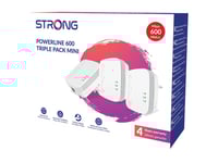 Strong Powerline 600 Triple - V2 - Powerline Adaptersats Homeplug Av (Hpav), 1Gbe - Vägginsticksbar