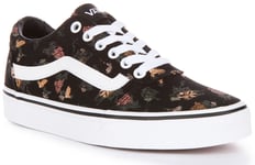 Vans Ward Garden Floral Casual Lace Up Trainers Black Multi Womens UK 3 - 8
