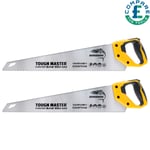 Hand Saw 550mm Varnish Coat SK5 Steel Blade Anti Slip Soft Grip Handle Pack of 2