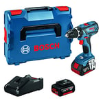 Bosch Professional 18V System perceuse-visseuse sans-fil GSR 18V-28 (couple maxi (tendre/dur)) : 28/63 Nm, avec 2 batteries 4,0 Ah, chargeur GAL 18 V-40, L-BOXX)