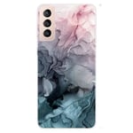 Marmormotiv Samsung Galaxy S22 Plus skal - Rosa Och Gråblå Moln multifärg