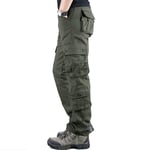 WDXPYA Men'S Cargo Pants,Men Loose Straight Multi Pockets Overalls Long Trousers Mens Casual Cotton Joggers Track Military Tactical Pants(Army Green),28
