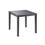 Dmora - Table d'extérieur Agrigento, Table de jardin carrée, Table basse fixe effet rotin, 100% Made in Italy, Cm 80x80h72, Anthracite