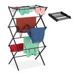 Relaxdays Laundry Stand, Foldable & Extendable Tower, 11 Rails, Space-saving Clothes Drying Rack, Metal, Black, plastic, Pack of 1