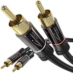 KabelDirekt – 3m – RCA/phono cable, 2 to 2 RCA/phono, stereo audio cable (coax cable, RCA/phono male/male cinch plugs, analogue/digital, for subs/amps/Hi-Fis/home cinema/Blu-ray/receivers, black)