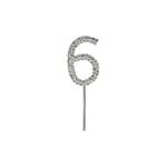 Cake Star Diamante Silver Cake Number, Sparkling Numbers 0-9 on Strong Metal Wire, Baking Decorations for Celebrating a Birthday or Anniversary, Better than Candles, Give Cakes a Personal Touch - Clear 6