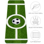 Haminaya Yoga Mat Football Field Green Pilates Mat Non-Slip Pro Eco Friendly TPE Thick 6mm With Carrying Bag Sport Workout Mat For Exercise Fitness Gym 183x61cmx0.6cm
