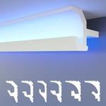 Heximo - led Moulures 2en1, éclairage indirect Corniche de plafond xps Polystyrene: 1.7 mètres / 1 réglette, HLED-21 - 86x123 mm (de)