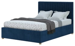 Electronic Aspire Double Velvet Adjustable Bed with Mattress - Navy