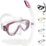 CRESSI Onda Combo Set Transparent/Pink - Onda Mask + Snorkel Mexico, Transparent/Pink, One Size, Unisex Adult