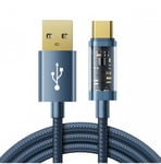 Joyroom USB-kabel - USB Typ C för laddning/dataöverföring 3A 1,2m blå (S-UC027A12)
