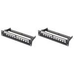 Digitus Professional DN de 91420 Panneau de Brassage modulaire blindé, 12 Ports, Blank, 1U, 254 mm, 25, 4 cm (10 Pouces) Rack Mount Noir (Lot de 2)