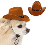 Cowboyhatt för hundar, cosplay-mössa, valp, katt, semesterkostym, husdjursfestdekoration, brun brown