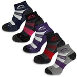 More Mile Womens Endurance 5 Pack Coolmax Cushioned Running Ankle Socks