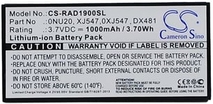 Batteri 405-10780 för Dell, 3.7V, 1000 mAh