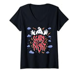 Womens scary night ghost clip art funny day V-Neck T-Shirt