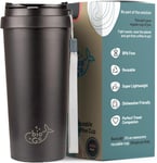Biogo 450Ml Midnight Black Travel Coffee Cup - Reusable Mug with Lid for Hot Dri