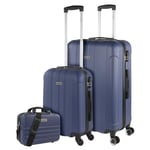 ITACA - Hard Shell Suitcase Set of 2-4 Wheel ABS Luggage Sets 3 Piece with Combination Lock - Resistant and Lightweight Hard Suitcase Set in Small Cabin Size and Large 771117B, Blue Jeans