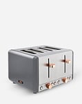 Tower Cavaletto Grey and Rose Gold 4 Slice Toaster