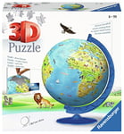 Ravensburger - Puzzle 3D Ball éducatif - Globe terrestre - A partir de 6 ans - 180 pièces numérotées à assembler sans colle - Support rotatif inclus - 12339