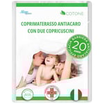 Protège-Matelas Anti-acariens 100% Coton 160 x 190 x 20 cm + 2 Housses de Coussin 50 x 80 cm