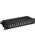 Pro CAT 6a 10 inch (25.4 cm) patch panel 12 port bla - Svart