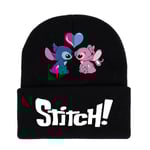 Stickade mössor för barn, pojkar och flickor, med Stitch-tryck, varma vintermössor för skidåkning C