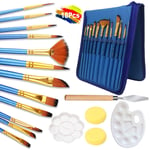 Paint Brushes Set of 12 - Professional Artist Painting Brush Kit for Kids, Adults Fabulous for Canvas, Watercolor & Fabric - for Beginners and Professionals - Great for Water, Oil or Acrylic Painting