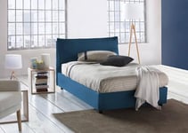 Talamo Italia - Lit double Gloria, lit coffre avec revêtement en tissu, 100% Made in Italy, ouverture frontale, adapté pour matelas 120x190 cm, bleu