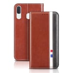 LUKASI for Samsung Galaxy A20E Phone Case, Flip Cover, Magnetic PU Leather Wallet, Card Slot ， Stylish Design With TPU Inner Shell， For Samsung Galaxy A20E-Brown