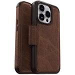 OtterBox iPhone 14 Pro (ONLY) Strada Series Case - ESPRESSO (Brown), card holder, genuine leather, pocket-friendly, folio case
