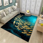 outside rug Salon rug blue abstract fish top anti-dirty carpet water wash Blue machine washable rugs 80X120CM Soft Rug 2ft 7.5''X3ft 11.2''