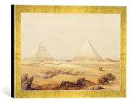 Kunst für Alle 'Image encadrée de David Roberts The Pyramids of Giza, from' Egypt and Nubia ', VOL. 1, d'art dans Le Cadre de Haute qualité Photos Fait Main, 40 x 30 cm, Doré Raya